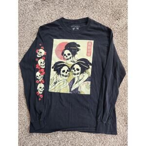 RIOT SOCIETY Men's Medium Black Long Sleeve T-shirt 100% Cotton Made In USA